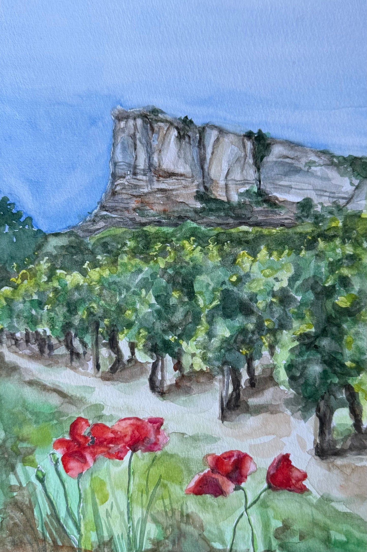 Roche de Solutré et Coquelicots