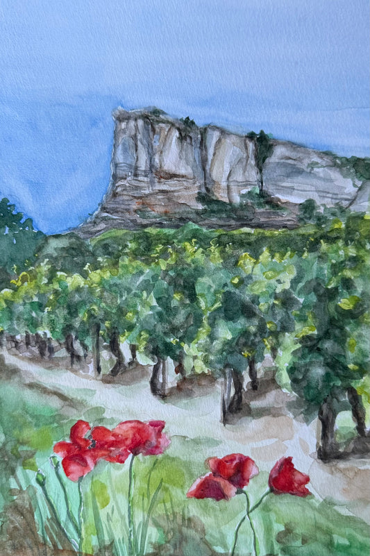 Roche de Solutré et Coquelicots